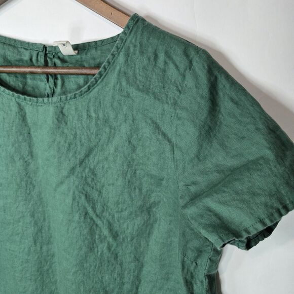 Grae Cove Green Linen Boxy Top Artsy Medium - Picture 2 of 7